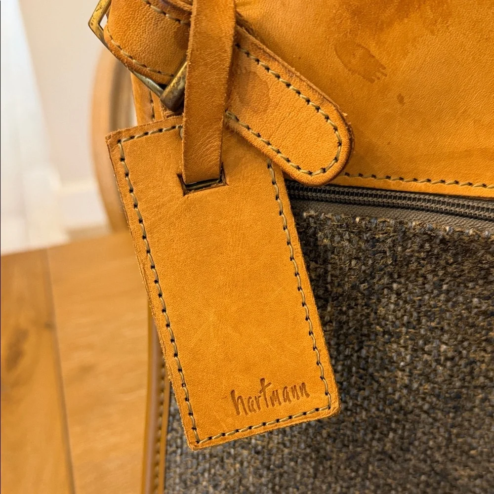 Hartmann Vintage Brown and Gray Tweed Leather Men's Carry-on Bag